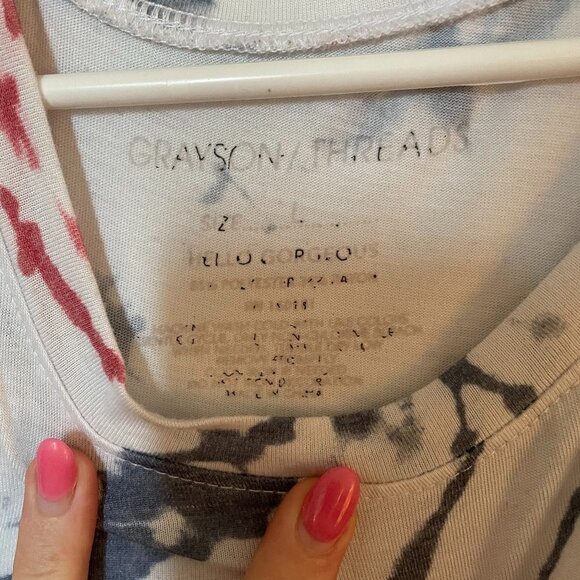 Grayson Threads Tie Die Red, White & Blue Tank Top Ladies Large - Picture 3 of 4